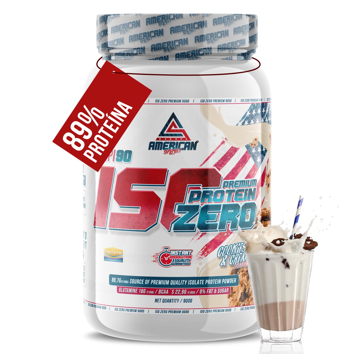 AMERICAN SUPLEMENT PREMIUM IsoZero WPI90 proteína isolada 900 g