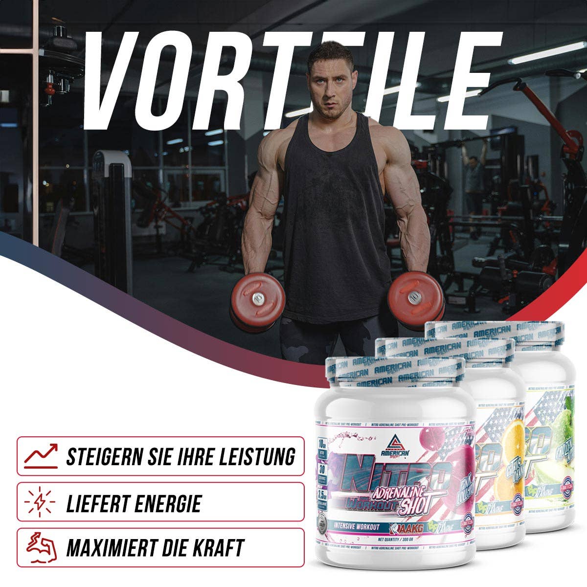 American Supplement Nitro Adrenaline Shot Pré-Treino 300 g