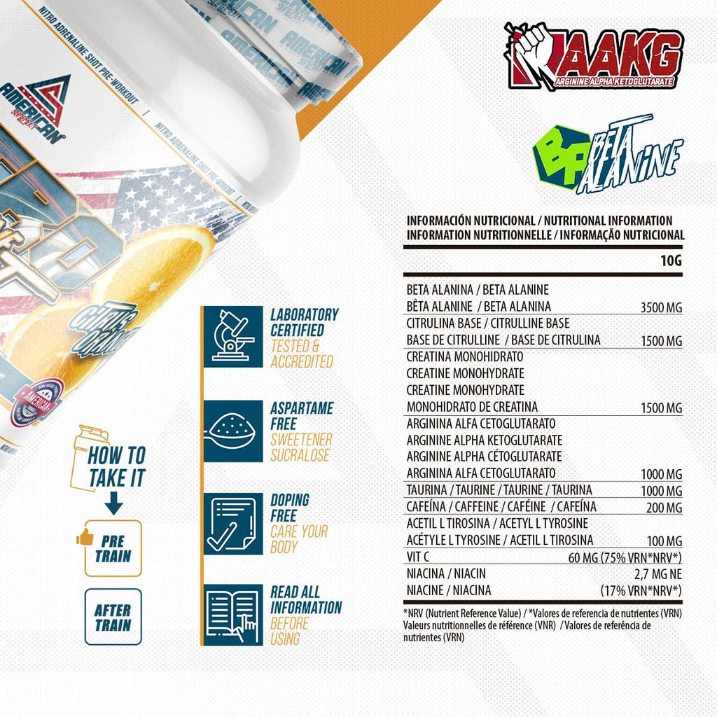 American Supplement Nitro Adrenaline Shot Pré-Treino 300 g