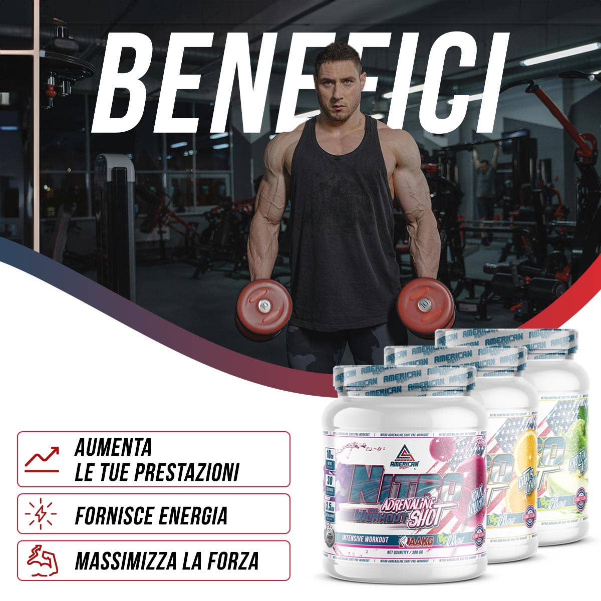 American Supplement Nitro Adrenaline Shot Pré-Treino 300 g