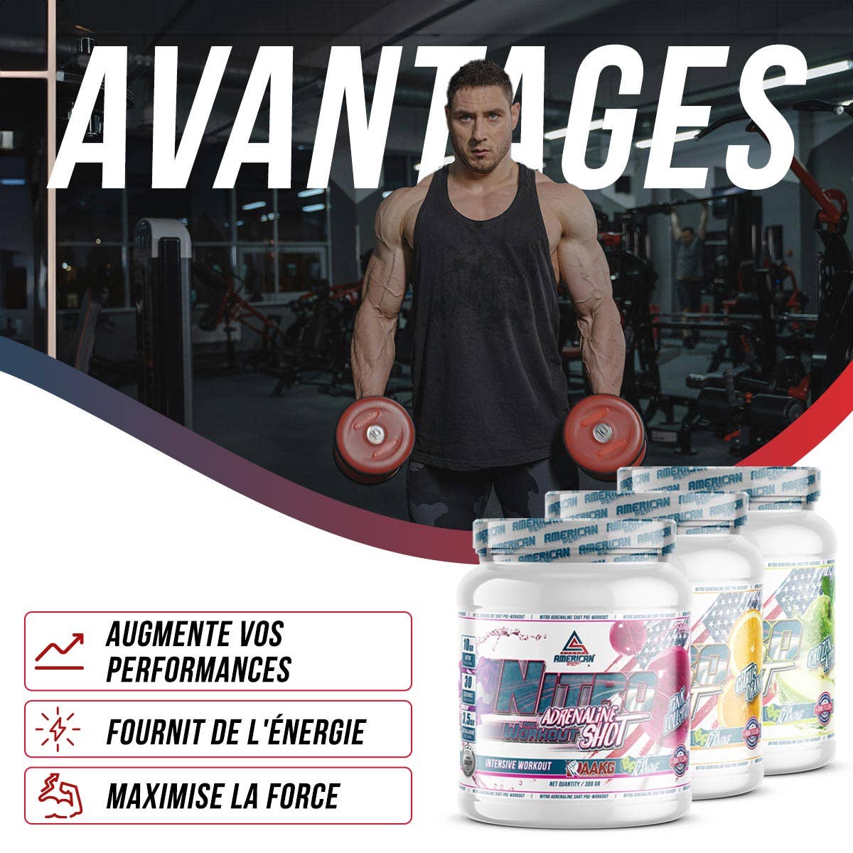 American Supplement Nitro Adrenaline Shot Pré-Treino 300 g