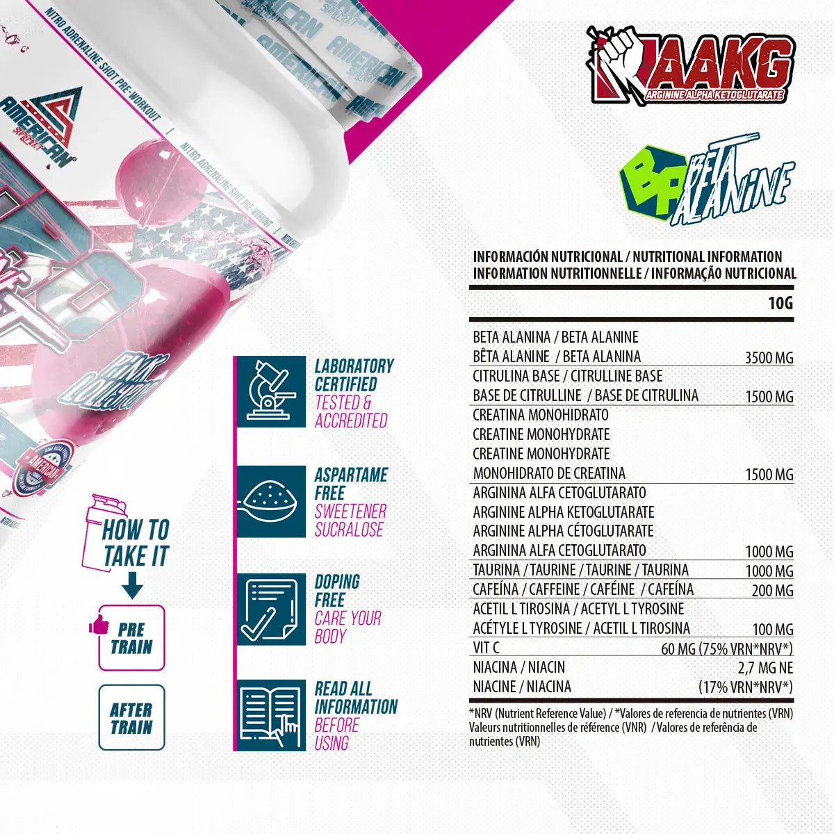 American Supplement Nitro Adrenaline Shot Pré-Treino 300 g